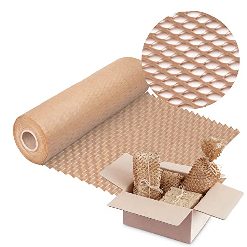 V1 Trade Verpackungspapier Rolle 40cm x 25m - Braunes Wabenpapier - Kraftpapier Rolle - Öko Packpapier - Wellpappe 70g/m2 - Verpackungsmaterial Papier - Füllmaterial Verpackung - Polsterpapier von V1 TRADE