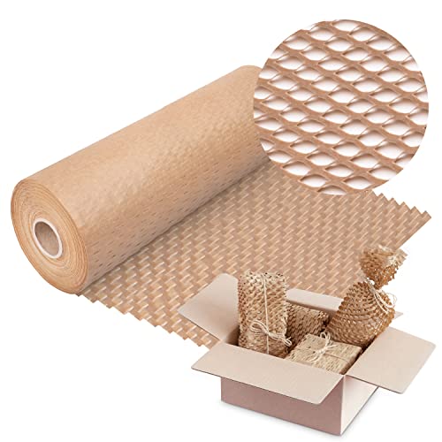 V1 Trade Verpackungspapier Rolle 40cm x 50m - Braunes Wabenpapier - Kraftpapier Rolle - Öko Packpapier - Wellpappe 70g/m2 - Verpackungsmaterial Papier - Füllmaterial Verpackung - Polsterpapier von V1 TRADE