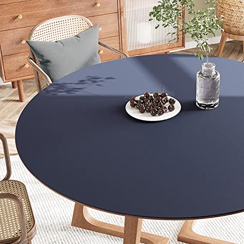 PU-Lede Tischdecke, Rund Abwischbar Tischwäsche, Rutschfest Wasserdicht, Hitzebeständig Schmutzabweisend Tischabdeckung, Solide Farbe, Für Home Küche Dekoration ( Color : Dark blue , Size : 45cm ) von V3VOGUE