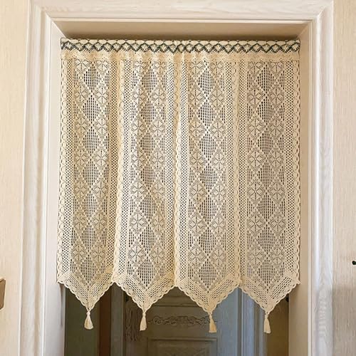V3VOGUE Häkeloptik Scheibengardine Kurzstore Für Tür, Cáfe Vorhänge BxH 150x100cm 75x60cm, Kurzgardine Spitze Mit Quaste, Europäische Stil, Küchen Bistrogardine Mit Stangentasche(W 125cm x L 120cm) V3VOGUE Häkeloptik Scheibengardine Kurzstore Für Tür, Cáfe Vorhänge BxH 150x100cm 75x60cm, Kurzgardine Spitze Mit Quaste, Europäische Stil, Küchen Bistrogardine Mit Stangentasche(W 125cm x L 120cm) von V3VOGUE