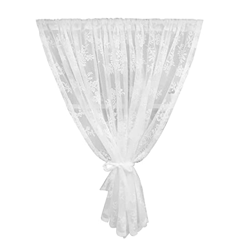 V3VOGUE Privatsphäre Fenstervorhang,Scheibengardienen,Spitzenstoff,botanisches Blumenmuster,Kurze Gardinen,Erker,Balkon,Küche,Büro,Kurze Fenstervorhänge,Schiebevorhang (Size : W150xL90cm) von V3VOGUE