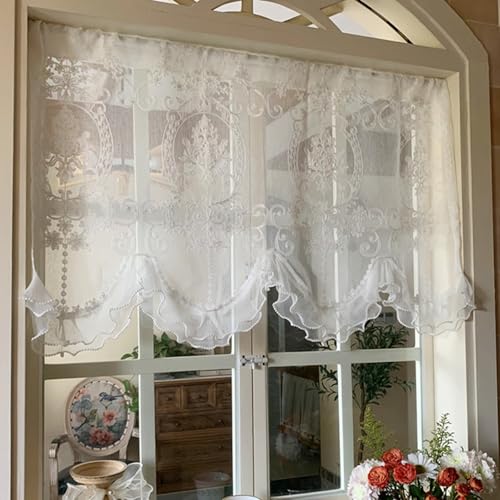 V3VOGUE Scheibengardine Spitze Küchen Kurzgardine, Landhaus Cáfe Vorhänge, Weiße Stickerei Blumenmuster, BxH 80x65cm 226x65cm, Schlafzimmer Tür Fenstervorhang Halbschatten Kurzstore(W 226cm x L 65cm) V3VOGUE Scheibengardine Spitze Küchen Kurzgardine, Landhaus Cáfe Vorhänge, Weiße Stickerei Blumenmuster, BxH 80x65cm 226x65cm, Schlafzimmer Tür Fenstervorhang Halbschatten Kurzstore(W 226cm x L 65cm) von V3VOGUE