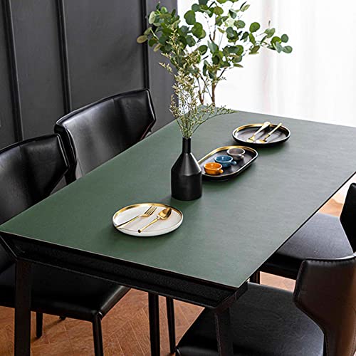 V3VOGUE Tischdecke Abwaschbar Aus PU-Lede, Doppelseitigen Tischsets, Kunstleder Wasserdicht Tischtuch, Hitzebeständigen, Tischwäsche Für Hause Küche Restaurant (Color : Green, Size : 80 * 140cm) von V3VOGUE