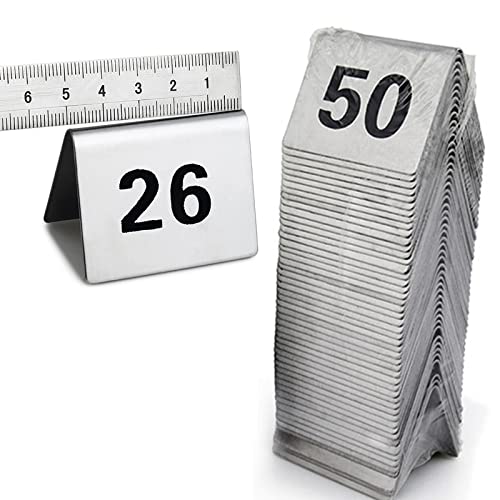 V3VOGUE Tischschilder Stapelbare Tischnummern Aus Metall Stehen - Tischnummernschild - Mit Ziffern Aus Schwarzem Siebdruck 50 Oder 100 - Restaurants Tisch Zahlenkarte von V3VOGUE