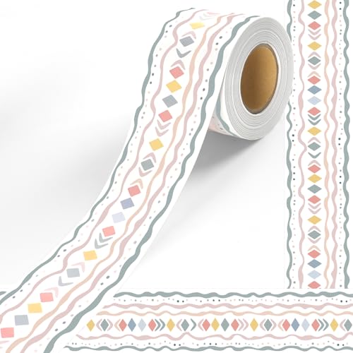 15,2 m lange Pinnwand-Bordüre im Boho-Stil, pastellfarben, bunt, gerade, gerollte Bordüre für Pinnwand, Whiteboard, Lehrer, Schulanfang, Klassenzimmer-Dekorationen, 15,2 m 15,2 m lange Pinnwand-Bordüre im Boho-Stil, pastellfarben, bunt, gerade, gerollte Bordüre für Pinnwand, Whiteboard, Lehrer, Schulanfang, Klassenzimmer-Dekorationen, 15,2 m von VABAMNA