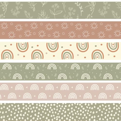 25,6 m lange Boho-Pinnwand-Bordüre, Boho-Klassenzimmer-Dekorationen, Retro-Blumenmuster, Sonne, Regenbogen-Punkt-Bordüre für Lehrer, Schulbedarf, Klassenzimmer, Tür, Wanddekoration, 6 Stile 25,6 m lange Boho-Pinnwand-Bordüre, Boho-Klassenzimmer-Dekorationen, Retro-Blumenmuster, Sonne, Regenbogen-Punkt-Bordüre für Lehrer, Schulbedarf, Klassenzimmer, Tür, Wanddekoration, 6 Stile von VABAMNA