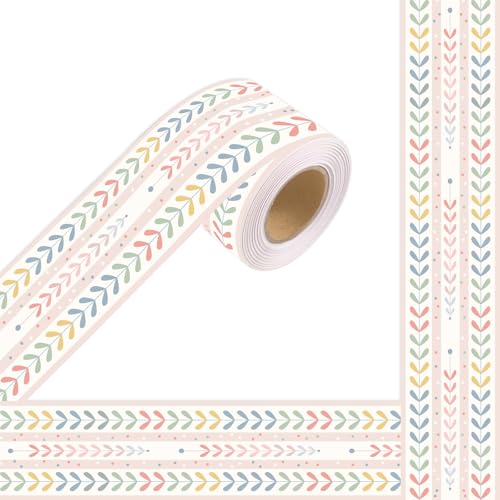 Boho-Klassenzimmer-Dekorationen, Pastell-Pinnwand-Bordüre, Boho-Blätter und Punkte, gerollte Bordüre für Lehrer, Schulanfang, Pinnwand, Whiteboard, 15 m Boho-Klassenzimmer-Dekorationen, Pastell-Pinnwand-Bordüre, Boho-Blätter und Punkte, gerollte Bordüre für Lehrer, Schulanfang, Pinnwand, Whiteboard, 15 m von VABAMNA
