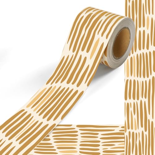 Boho-Pinnwand-Bordüre, 15 m, Boho-Klassenzimmer-Dekorationen mit gelben unregelmäßigen Streifen, gerade, gerollte Bordüre, für Schulanfang, Dekotationen, Klassenzimmertür, 15 m, 1,5 m lang, 1,5 m lang Boho-Pinnwand-Bordüre, 15 m, Boho-Klassenzimmer-Dekorationen mit gelben unregelmäßigen Streifen, gerade, gerollte Bordüre, für Schulanfang, Dekotationen, Klassenzimmertür, 15 m, 1,5 m lang, 1,5 m lang von VABAMNA