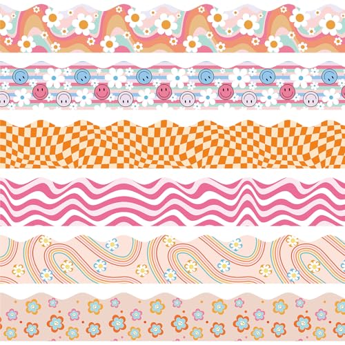 VABAMNA Groovy Pinnwand-Bordüre, groovige Klassenzimmer-Dekorationen, 25,6 m, Retro-Pinnwand-Bordüre, Smiley-Gesicht, Blume, Gänseblümchen, kariert, Klassenzimmer, Wandtür-Dekorationen für Lehrer VABAMNA Groovy Pinnwand-Bordüre, groovige Klassenzimmer-Dekorationen, 25,6 m, Retro-Pinnwand-Bordüre, Smiley-Gesicht, Blume, Gänseblümchen, kariert, Klassenzimmer, Wandtür-Dekorationen für Lehrer von VABAMNA