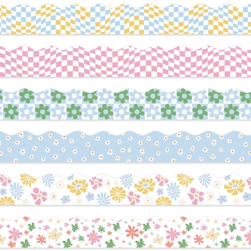 VABAMNA Pinnwand-Bordüre, helle Farbe mit Blumen, Boho-Pinnwand, Dekoration, gestanzte Bordüren, für Klassenzimmer, Büro, Wand, Kreidetafel, Poster, Dekor, 84 Pastellfarben VABAMNA Pinnwand-Bordüre, helle Farbe mit Blumen, Boho-Pinnwand, Dekoration, gestanzte Bordüren, für Klassenzimmer, Büro, Wand, Kreidetafel, Poster, Dekor, 84 Pastellfarben von VABAMNA