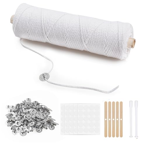 VABNEER Kerzendochte für Kerzen, 1 Rolle 100m Geflochtene Dochte mit 100 Stück Kerzendochthalter für Kerzen Flachdocht aus Baumwolle für DIY Kerzenherstellung Max 1 3/4 Zoll Durchmesser VABNEER Kerzendochte für Kerzen, 1 Rolle 100m Geflochtene Dochte mit 100 Stück Kerzendochthalter für Kerzen Flachdocht aus Baumwolle für DIY Kerzenherstellung Max 1 3/4 Zoll Durchmesser von VABNEER