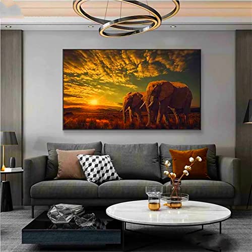 5D Diamant Painting Bilder Full Groß, Afrikanische Savannen Elefanten 70x140cm Diamant Malerei für Erwachsene & Kinder, DIY Diamond Painting Set Strass Stickerei Kreuzstich Handwerk Wand Dekor 5D Diamant Painting Bilder Full Groß, Afrikanische Savannen Elefanten 70x140cm Diamant Malerei für Erwachsene & Kinder, DIY Diamond Painting Set Strass Stickerei Kreuzstich Handwerk Wand Dekor von VABUN