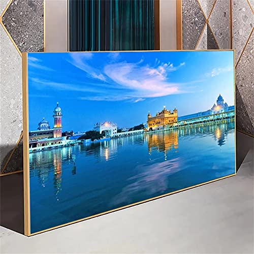 DIY 5D Diamond Painting Kits,Full Bohrer Amritsar Golden Tempel 70x140cm große Größe Diamant Malerei Bilder Kristall Strass Stickerei Cross Stitch Handgemachtes Bastelarbeiten Wanddekoration von VABUN