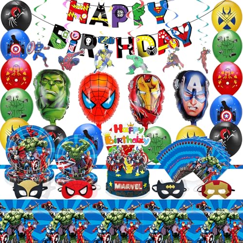 Geburtstag Party Set, Neu Geburtstagsdeko Party Dekoration mit Teller und Augenmasken Servietten Tischdecke Banner Folienballons etc von VACBOTT