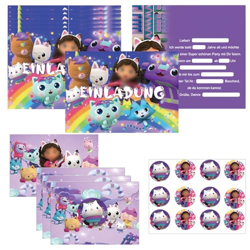 Cartoon themed Mädchen Geburtstag Party Einladungskarte,12×Einladungskarte Set, Mit 12×Umschlag in Deutsch,12×Aufkleber, Kindergeburtstags Party Einladungen Feierlichkeiten oder Geburtstagsfeiern Cartoon themed Mädchen Geburtstag Party Einladungskarte,12×Einladungskarte Set, Mit 12×Umschlag in Deutsch,12×Aufkleber, Kindergeburtstags Party Einladungen Feierlichkeiten oder Geburtstagsfeiern von VACBOTT
