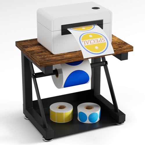 Etikettenhalter für Rollen und Fächerfalz-Etiketten, robuster Metall-Thermo-Etikettenhalter für Thermodrucker, Desktop-Drucker-Zubehör für Zuhause, Büro, kleines Unternehmen (schwarz) von VACONICO