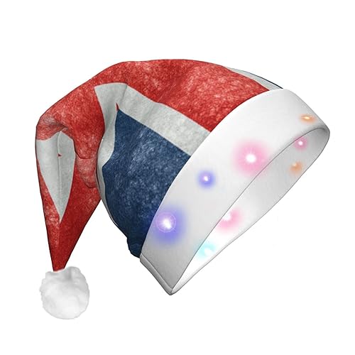 VACSAX Weihnachtsmütze mit der Union Flagge, LED-Beleuchtung, Plüsch, Weihnachtsmannmütze, lustige Plüschmütze, unisex von VACSAX