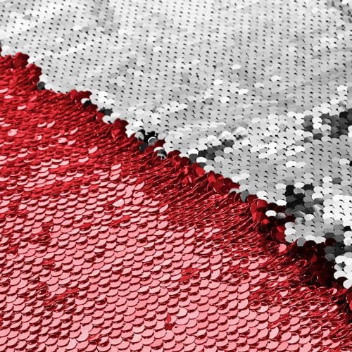 VACVELT Flip Pailletten Stoff von The Yard, Half Yard Reversible Pailletten Stoff, Rot + Silber Glitzer Stoff Sparkly Mermaid Pailletten Stoff für Graffiti, Brautkleid, Hochzeitsdekorationen, Nähen VACVELT Flip Pailletten Stoff von The Yard, Half Yard Reversible Pailletten Stoff, Rot + Silber Glitzer Stoff Sparkly Mermaid Pailletten Stoff für Graffiti, Brautkleid, Hochzeitsdekorationen, Nähen von VACVELT