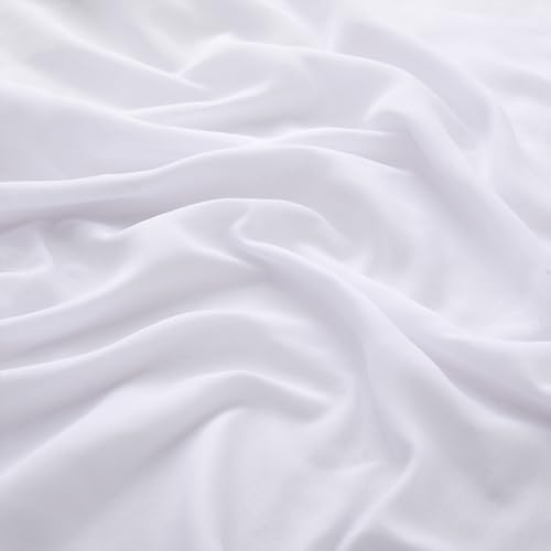 VACVELT Weißer Chiffon-Stoff, 152,4 cm breit, Chiffon-Stoff, durchscheinender Stoff, für Hochzeitsbögen, Drapierungen, Party-Dekoration (vorgeschnitten, 4,5 m) von VACVELT
