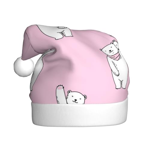 VAGILO Eisbär-Weihnachtsmütze, für den Winter, warm, Plüsch, für Büro und Außenbereich, Pink von VAGILO
