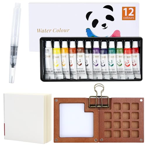 Mini Palette, Mini Aquarell Set, 15 Grids Tragbare Skizzenbuch-Palette, Reise Aquarellpalette, Pocketartist Travel Set mit Binder-Clips, Aquarellpapier, Aquarellpinsel Stifte Mini Palette, Mini Aquarell Set, 15 Grids Tragbare Skizzenbuch-Palette, Reise Aquarellpalette, Pocketartist Travel Set mit Binder-Clips, Aquarellpapier, Aquarellpinsel Stifte von VAIAV