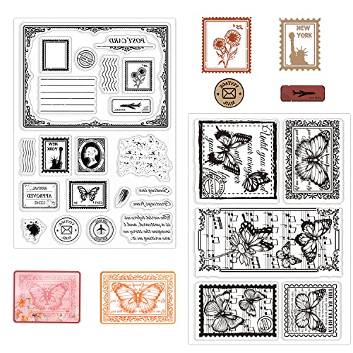 Silikonstempel Clear Stamps Schmetterlinge Transparent Siegel Vorlage Stempel SilikonSet für DIY Bullet Journal Scrapbooking Fotoalbum Geburtstag Stempelset (2 Stück) von VAIAV
