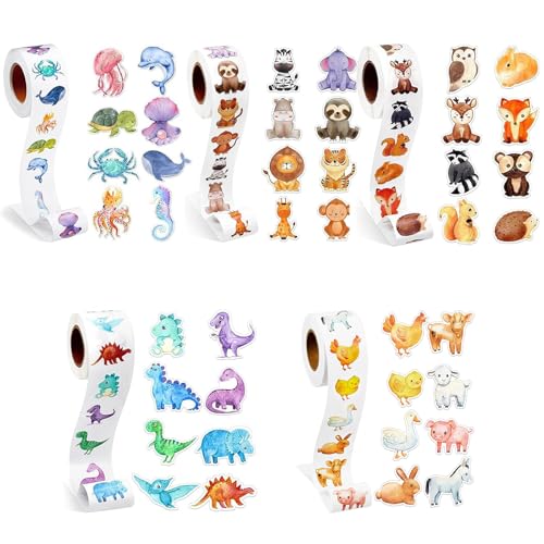 2500 Stück Runde Cartoon Tier Aufkleber 40 Motiven Kinder Tier Belohnungsaufkleber Wasserdicht Selbstklebende Tiere Stickerrolle Schule Belohnungssticker für Gepäck Aufkleber Scrapbook Trinkflasche 2500 Stück Runde Cartoon Tier Aufkleber 40 Motiven Kinder Tier Belohnungsaufkleber Wasserdicht Selbstklebende Tiere Stickerrolle Schule Belohnungssticker für Gepäck Aufkleber Scrapbook Trinkflasche von VAIGU:OA
