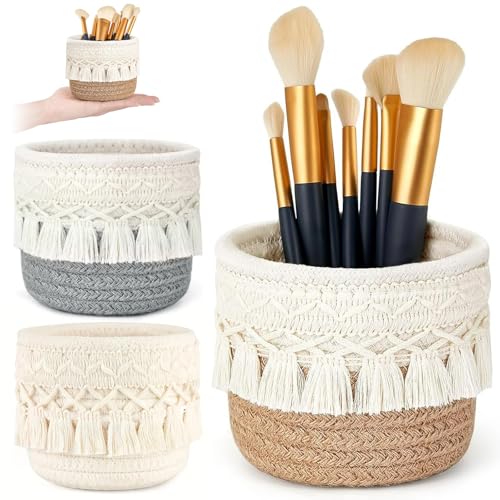 Generisch Aufbewahrungskorb für Kammbürsten - 3 Stück Make-up-Pinselhalter, Organizer, Kammpinsel, Mini-Aufbewahrungskorb, Körben mit Boho-Dekor für Stifte, multifunktionale Vitrine für die Familie Generisch Aufbewahrungskorb für Kammbürsten - 3 Stück Make-up-Pinselhalter, Organizer, Kammpinsel, Mini-Aufbewahrungskorb, Körben mit Boho-Dekor für Stifte, multifunktionale Vitrine für die Familie von VAIGU:OA