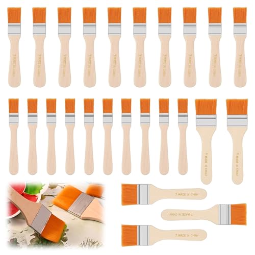 Lasurpinsel Flachpinsel, 25 Stück Pinsel Flachpinsel Set 12 22 30 mm Breite, Malerpinsel-Set, Pinsel mit Holzstiel, Glanzmispel, Holz AußEnfarbe, Pinselset Malerbedarf, Malerpinsel-Set Maler zum Malen von VAIGU:OA