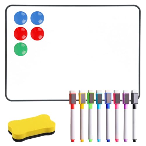 Whiteboard-Magnettafel, 30 x 21 cm Doppelseitig LöSchbares Whiteboard Magnettafel Klein mit 5 Magnetverschlüsse Magnetwand mit Trocken Abwischbaren Stiften, Radiergummi Magnetwand Kinder zum Zählen von VAIGU:OA