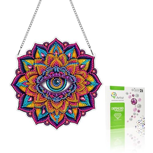 VAIIEYO 5D DIY Diamond Painting Anhänger Auge,Blume Diamant Painting Bilder Malerei Kits mit Kett, Diamant Home Wand Decor Gemälde Diamond Dekoration, Veranda Fenster Wandbehang A12 von VAIIEYO