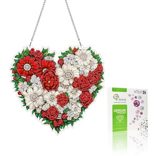 VAIIEYO 5D DIY Diamond Painting Anhänger Blumen, Herz Diamant Painting Bilder Malerei Kits mit Kett, Diamant Home Wand Decor Gemälde Diamond Dekoration, Veranda Fenster Wandbehang VAIIEYO 5D DIY Diamond Painting Anhänger Blumen, Herz Diamant Painting Bilder Malerei Kits mit Kett, Diamant Home Wand Decor Gemälde Diamond Dekoration, Veranda Fenster Wandbehang von VAIIEYO
