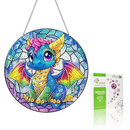 VAIIEYO 5D DIY Diamond Painting Anhänger Drachen, Tier Diamant Painting Bilder Malerei Kits mit Kett, Diamant Home Wand Decor Gemälde Diamond Dekoration, Veranda Fenster Wandbehang von VAIIEYO