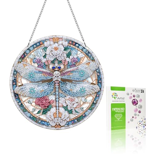 VAIIEYO 5D DIY Diamond Painting Anhänger Libelle,Tier Diamant Painting Bilder Malerei Kits mit Kett, Diamant Home Wand Decor Gemälde Diamond Dekoration, Veranda Fenster Wandbehang A17 von VAIIEYO