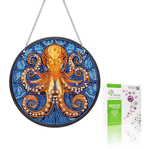 VAIIEYO 5D DIY Diamond Painting Anhänger Oktopus,Tier Diamant Painting Bilder Malerei Kits mit Kett, Diamant Home Wand Decor Gemälde Diamond Dekoration, Veranda Fenster Wandbehang A13 von VAIIEYO