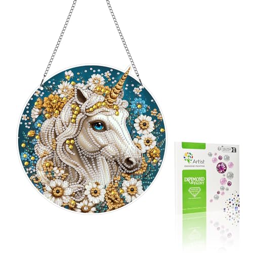 VAIIEYO 5D DIY Diamond Painting Anhänger Pferd,Tier Diamant Painting Bilder Malerei Kits mit Kett, Diamant Home Wand Decor Gemälde Diamond Dekoration, Veranda Fenster Wandbehang A18 von VAIIEYO