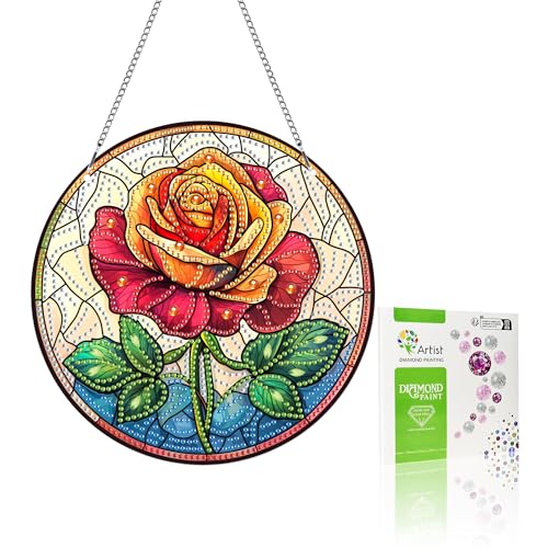 VAIIEYO 5D DIY Diamond Painting Anhänger Rose,Blume Diamant Painting Bilder Malerei Kits mit Kett, Diamant Home Wand Decor Gemälde Diamond Dekoration, Veranda Fenster Wandbehang A11 VAIIEYO 5D DIY Diamond Painting Anhänger Rose,Blume Diamant Painting Bilder Malerei Kits mit Kett, Diamant Home Wand Decor Gemälde Diamond Dekoration, Veranda Fenster Wandbehang A11 von VAIIEYO