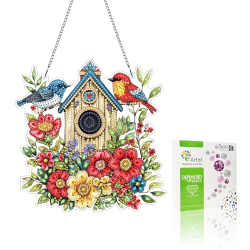 VAIIEYO 5D DIY Diamond Painting Anhänger Vögel, Vogelhäuschen Diamant Painting Bilder Malerei Kits mit Kett, Diamant Home Wand Decor Gemälde Diamond Dekoration, Veranda Fenster Wandbehang VAIIEYO 5D DIY Diamond Painting Anhänger Vögel, Vogelhäuschen Diamant Painting Bilder Malerei Kits mit Kett, Diamant Home Wand Decor Gemälde Diamond Dekoration, Veranda Fenster Wandbehang von VAIIEYO