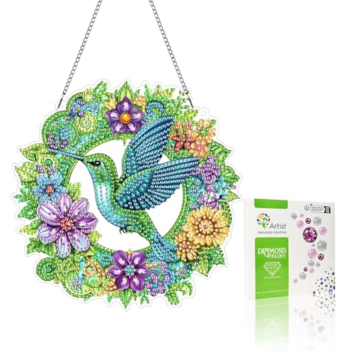 VAIIEYO 5D DIY Diamond Painting Anhänger Vogel,Tier Diamant Painting Bilder Malerei Kits mit Kett, Diamant Home Wand Decor Gemälde Diamond Dekoration, Veranda Fenster Wandbehang A20 von VAIIEYO