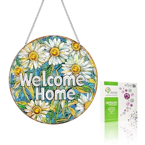 VAIIEYO 5D DIY Diamond Painting Anhänger Willkommen, Chrysantheme Diamant Painting Bilder Malerei Kits mit Kett, Diamant Home Wand Decor Gemälde Diamond Dekoration, Veranda Fenster Wandbehang B2 VAIIEYO 5D DIY Diamond Painting Anhänger Willkommen, Chrysantheme Diamant Painting Bilder Malerei Kits mit Kett, Diamant Home Wand Decor Gemälde Diamond Dekoration, Veranda Fenster Wandbehang B2 von VAIIEYO