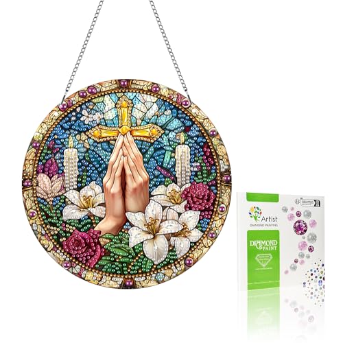 VAIIEYO 5D DIY Diamond Painting Anhänger kreuzen,Religion Diamant Painting Bilder Malerei Kits mit Kett, Diamant Home Wand Decor Gemälde Diamond Dekoration, Veranda Fenster Wandbehang A3 von VAIIEYO