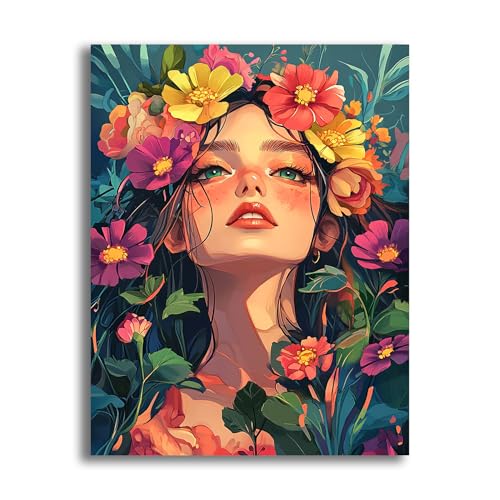 VAIIEYO 5D DIY Frau Diamond Painting, Diamant Painting Bilder Malerei Kits Blume, Malen Nach Zahlen Diamant Home Wand Decor Gemälde Kreuzstich Diamond Dekoration 30x40cm-1=53 von VAIIEYO