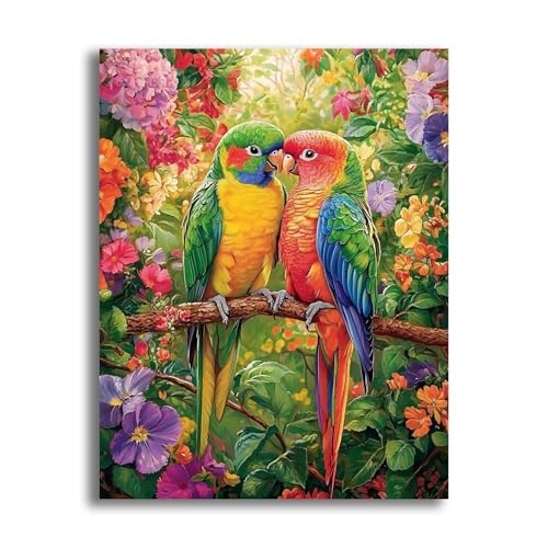 VAIIEYO 5D DIY Papagei Diamond Painting, Diamant Painting Bilder Malerei Kits Vogel Tier, Malen Nach Zahlen Diamant Home Wand Decor Gemälde Kreuzstich Diamond Dekoration 30x40cm-1=79 von VAIIEYO