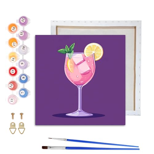 VAIIEYO Cocktail Malen Nach Zahlen Erwachsene Mit Rahmen, DIY Ölmalerei Set Auf Leinwand Für Anfänger Mit 2 Pinseln und Acrylfarbe, Geschenke und Home Haus Deko 20x20cm-11 VAIIEYO Cocktail Malen Nach Zahlen Erwachsene Mit Rahmen, DIY Ölmalerei Set Auf Leinwand Für Anfänger Mit 2 Pinseln und Acrylfarbe, Geschenke und Home Haus Deko 20x20cm-11 von VAIIEYO