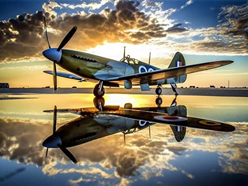 VAIIEYO DIY 5D Diamond Painting Flugzeug, Diamant Painting Bilder Malerei Kits Himmel, Malen Nach Zahlen Diamant Home Wand Decor Gemälde Kreuzstich Diamond Dekoration 30x40 cm von VAIIEYO