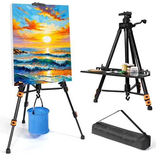 VAIIGO Staffelei Aluminium Höhenverstellbar 52–146 cm, Stabile Atelier- & Feldstaffelei mit Ablage & Tasche, tragbare Künstler-Staffelei/Leinwand-Ständer für Malerei, Poster & Werbung, Schwarz VAIIGO Staffelei Aluminium Höhenverstellbar 52–146 cm, Stabile Atelier- & Feldstaffelei mit Ablage & Tasche, tragbare Künstler-Staffelei/Leinwand-Ständer für Malerei, Poster & Werbung, Schwarz von VAIIGO
