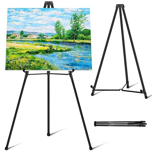 VAIIGO Staffelei Höhenverstellbar 160 cm | Teleskopische Aluminium Atelier-, Künstler- und Bodenstaffelei, tragbar | Leinwandständer, Bilderständer für Hochzeit, Malerei, Poster, Skizzieren – Schwarz von VAIIGO