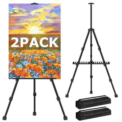 VAIIGO Staffelei Metall - Höhenverstellbar von 37-153 cm, Künstler Stativ Staffelei, Faltbarer Staffeleien mit Tragetasche – ideal für Poster, Leinwände, Schilder, Ausstellungen（2Stück,Schwarz von VAIIGO