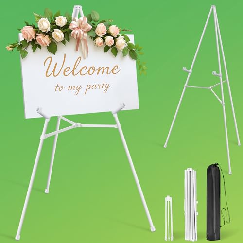 VAIIGO Staffelei-Ständer für Schilder, 163 cm, verstellbarer Ständer für Hochzeitsschilder, Willkommensschild, Poster, leichte Leinwand und Malerei, tragbare faltbare Metall-Bodenstaffelei mit von VAIIGO