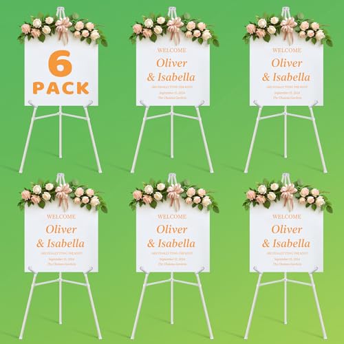 VAIIGO Weiße Staffelei-Ständer für Schilder, verstellbare Metall-Staffelei, Hochzeitsposterständer, zusammenklappbarer Boden, Instant-Staffelei, Künstlerstativ für Willkommensschild, Poster, Leinwand von VAIIGO